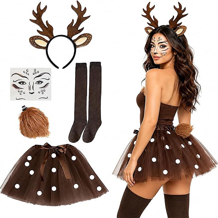 Deer Halloween costume with antler headband